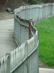 Curving wooden fence