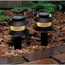 landscape lights on pathway